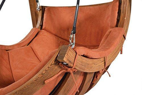 Image of Mentoriend Wooden Swing Chair,Hammocks,Outdoor Patio Chair, With Cushion KD Frame