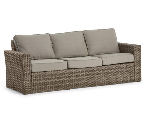 Image of Broyhill Eagle Brooke All-Weather Wicker Cushioned Patio Sofa