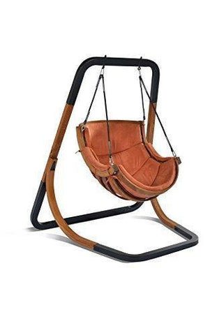 Image of Mentoriend Wooden Swing Chair,Hammocks,Outdoor Patio Chair, With Cushion KD Frame