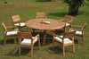 7 Seats 8 Pcs Grade-A Teak Wood Dining Set: 72" Round Table And 7 Vellore Stacking Arm Chairs #WHDSVL35