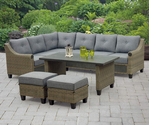 Image of Broyhill Patio 5-Piece Cushioned Sectional All-Weather Wicker Set