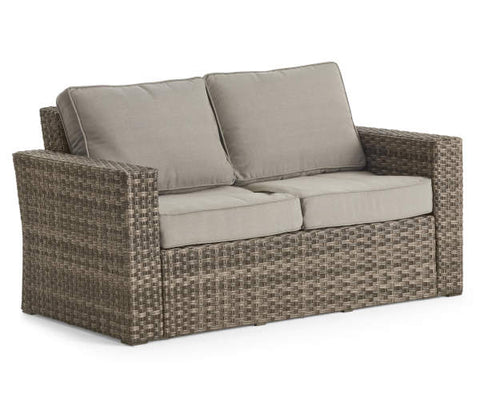 Image of Broyhill Eagle Brooke All-Weather Wicker Cushioned Patio Loveseat