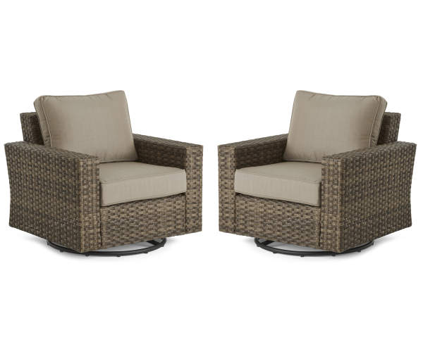 Broyhill Eagle Brooke All-Weather Wicker Cushioned Patio Swivel Gliders, 2-Pack