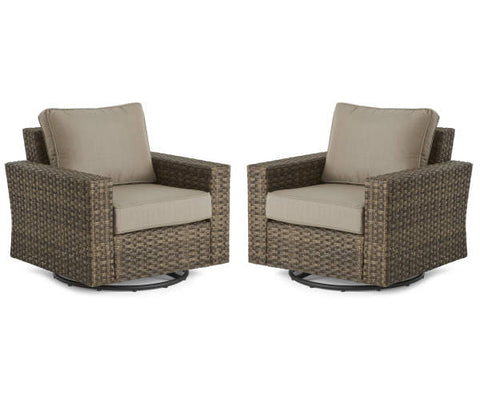 Image of Broyhill Eagle Brooke All-Weather Wicker Cushioned Patio Swivel Gliders, 2-Pack