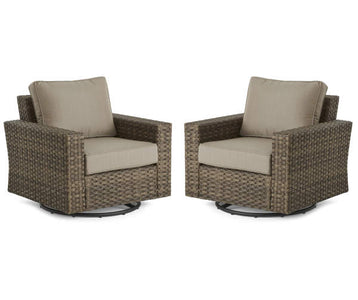 Broyhill Eagle Brooke All-Weather Wicker Cushioned Patio Swivel Gliders, 2-Pack