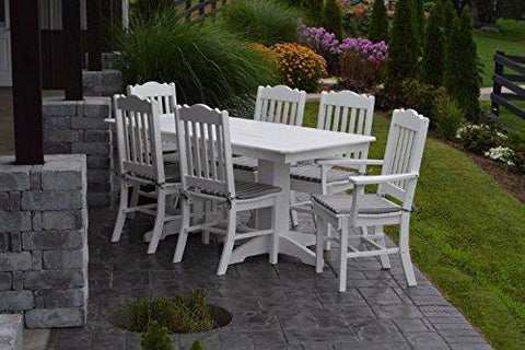 Image of A&L Furniture Amish-Made Poly Outdoor Dining Set: Rectangular Table and 6 Royal Chairs, White