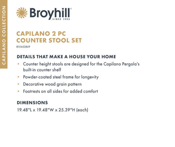 Broyhill Capilano Counter-Height Stool Set, 2-Pack