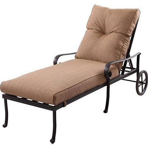 Image of Darlee Santa Anita 7 Piece Cast Aluminum Patio Chaise Lounge Set With Paprika Umbrellas