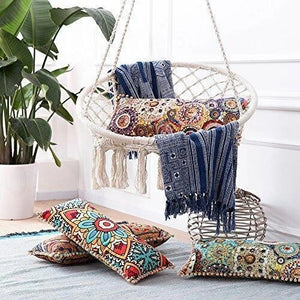 Sonyabecca Hammock Chair Macrame Swing 265 Pound Capacity Handmade Knitted Hanging Swing Chair for Indoor/Outdoor Home Patio Deck Yard Garden Reading Leisure Lounging