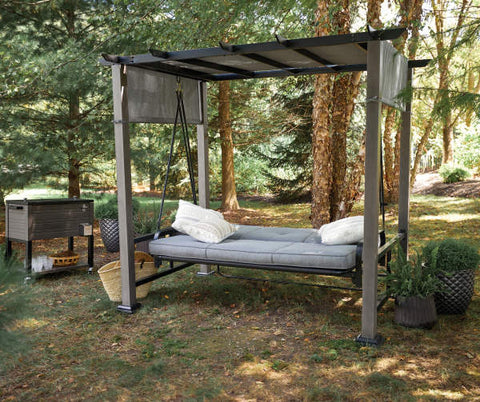 Image of Broyhill  Patio Pergola Cushioned Daybed 3-Person Swing