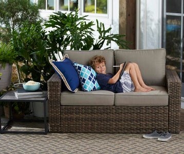 Broyhill Eagle Brooke All-Weather Wicker Cushioned Patio Loveseat