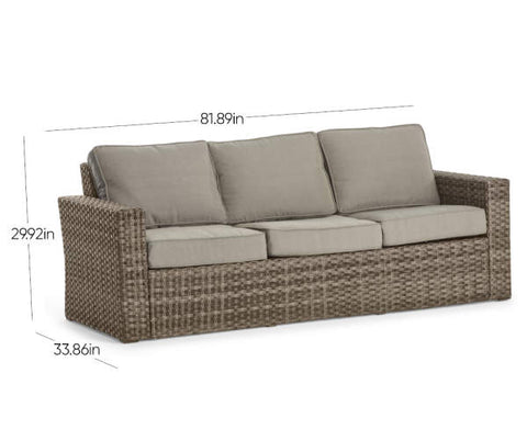 Image of Broyhill Eagle Brooke All-Weather Wicker Cushioned Patio Sofa