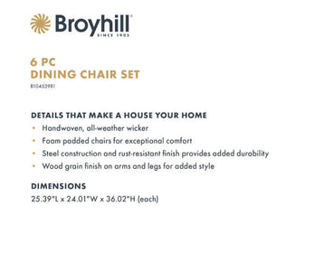 Broyhill Patio Dining Chair 6-Piece All-Weather Wicker Set