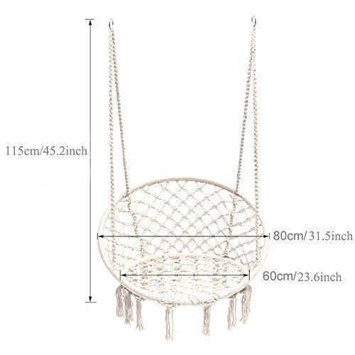 Sonyabecca Hammock Chair Macrame Swing 265 Pound Capacity Handmade Knitted Hanging Swing Chair for Indoor/Outdoor Home Patio Deck Yard Garden Reading Leisure Lounging