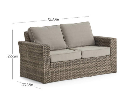 Image of Broyhill Eagle Brooke All-Weather Wicker Cushioned Patio Loveseat