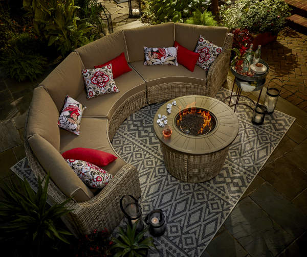 Broyhill Capilano Curved All-Weather Wicker Patio Sectional Sofa