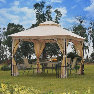 Outsunny Gazebo Canopy with Mesh Netting Walls & Roof Resistant to UV Rays