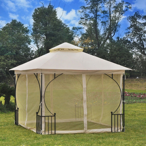 Image of Outsunny Gazebo Canopy with Mesh Netting Walls & Roof Resistant to UV Rays