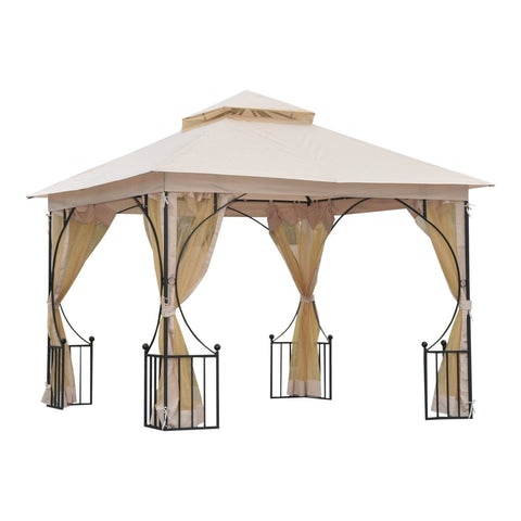 Image of Outsunny Gazebo Canopy with Mesh Netting Walls & Roof Resistant to UV Rays