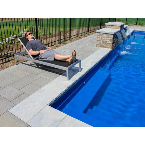 Image of The Hamptons Collection 77” Black Modern Aluminum Outdoor Reclining Lounge Chair