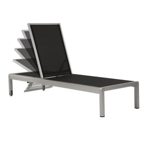 The Hamptons Collection 77” Black Modern Aluminum Outdoor Reclining Lounge Chair